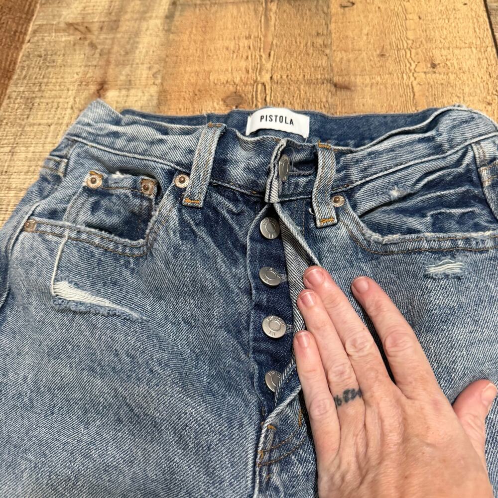 Pistola Women's Medium Denim Cassie Super High Rise Straight Sz 24 Boho Festival - Picture 2 of 8